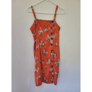 Miss Me Floral Midi Dress Orange Size Small‎ Dress Side Buttons #P3